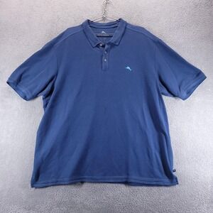 Tommy Bahama Polo Shirt Mens 3XL Blue Short Sleeve Knit Supima Cotton